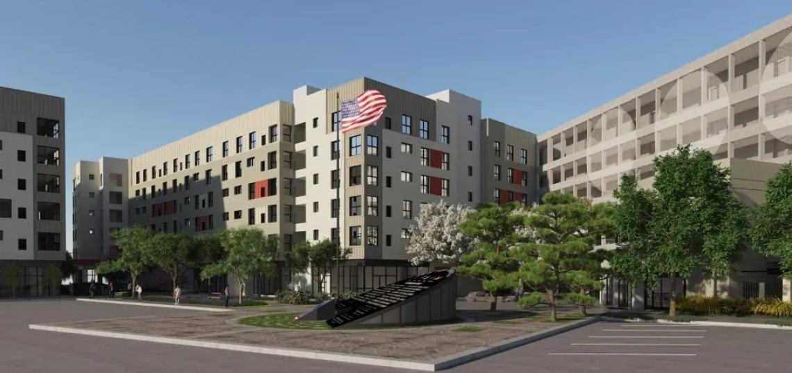 Go For Broke Plaza and First Street North Residences break
